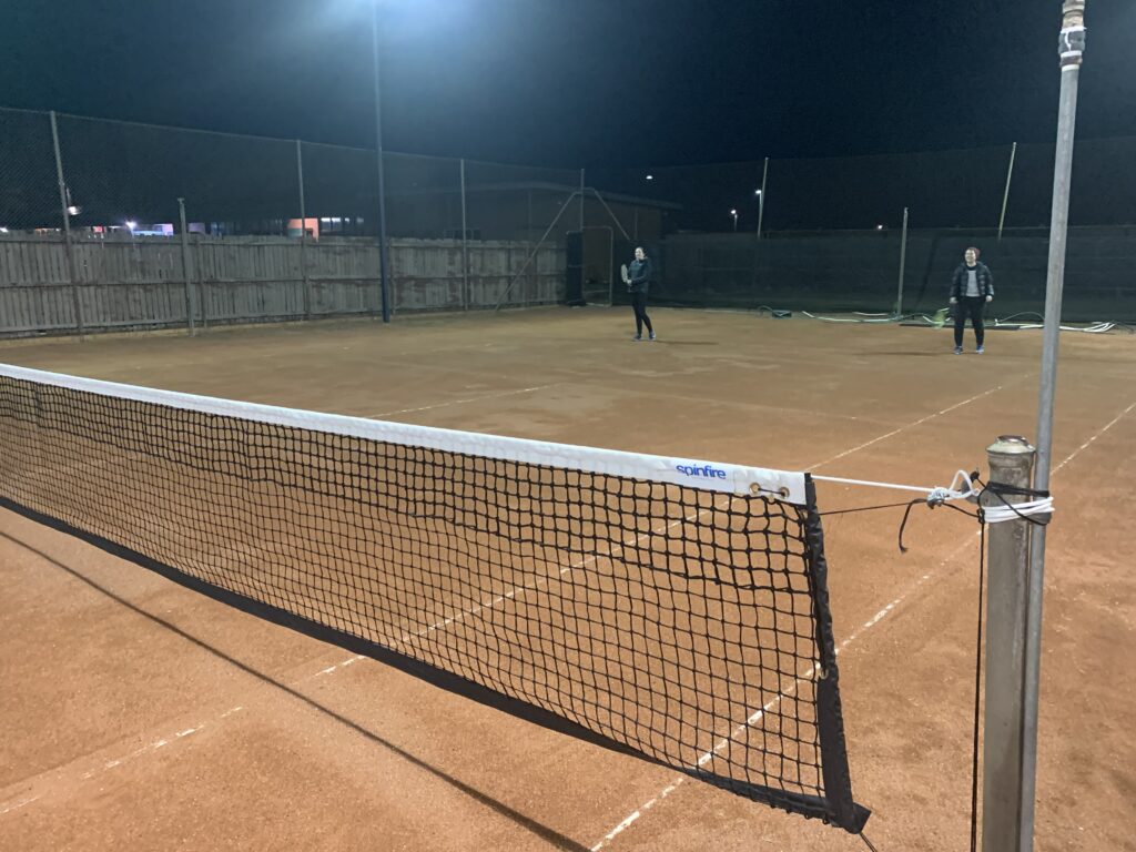 Tennis match under lights